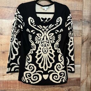 Size Medium Nurture sweater.  Black with soft metallic gold threads